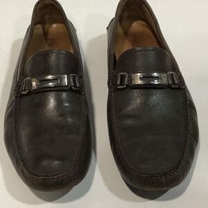 Prada Men's Dark Brown Leather Slip-Ons Driving Loafers Size 9.5